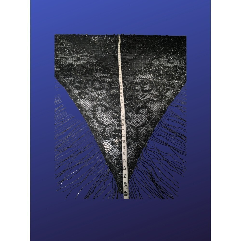 Unbranded Shawl Wrap, Triangle With Fringe, Silve… - image 4